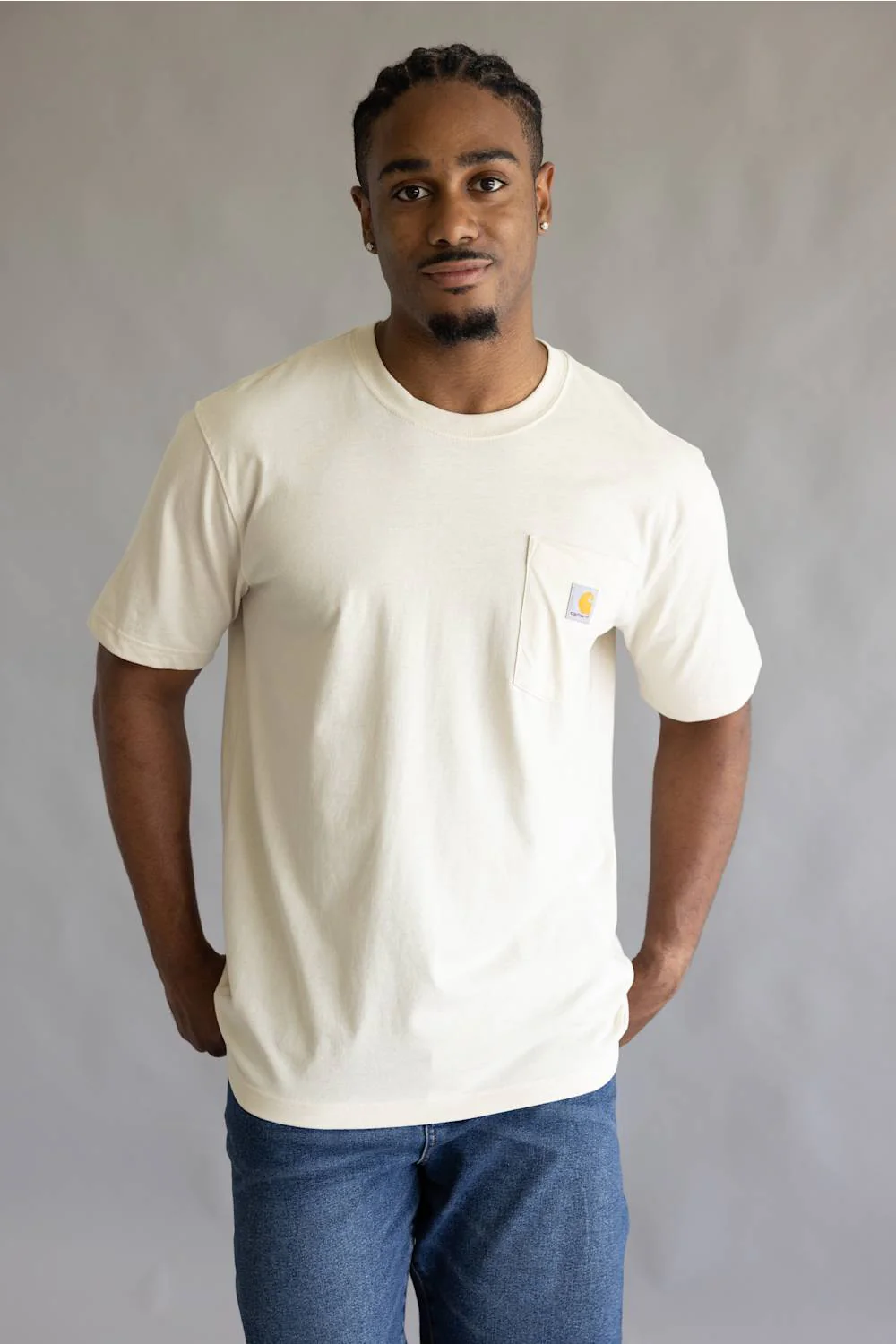 Carhartt Relaxed Mountain River T-Shirt for Men in Oatmilk | 107789-A16OATMILK - Image 5