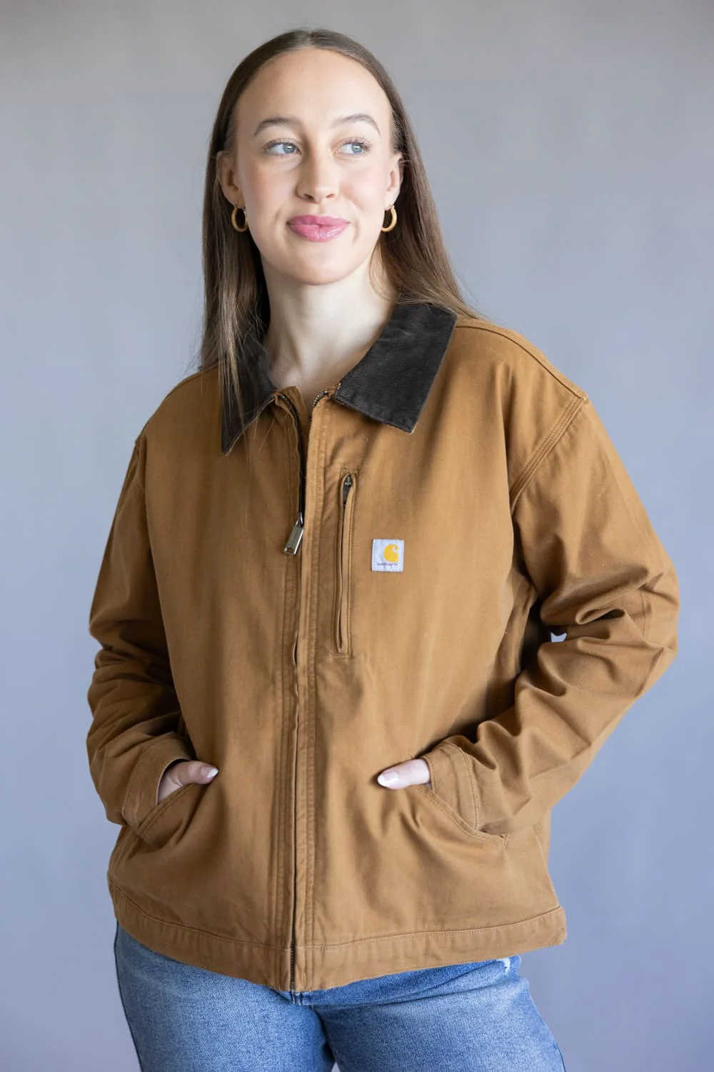 Carhartt Rugged Flex Canvas Detroit Jacket for Women in Carhartt Brown | 106208-BRN - Image 3