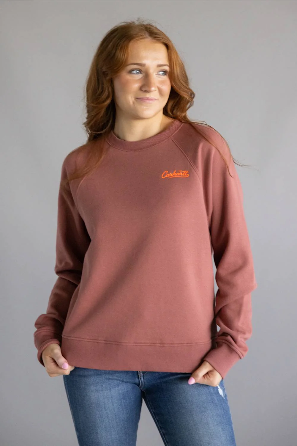 Carhartt Sawyer Crewneck Sweatshirt for Women in Rose Tint | 107415-P84
