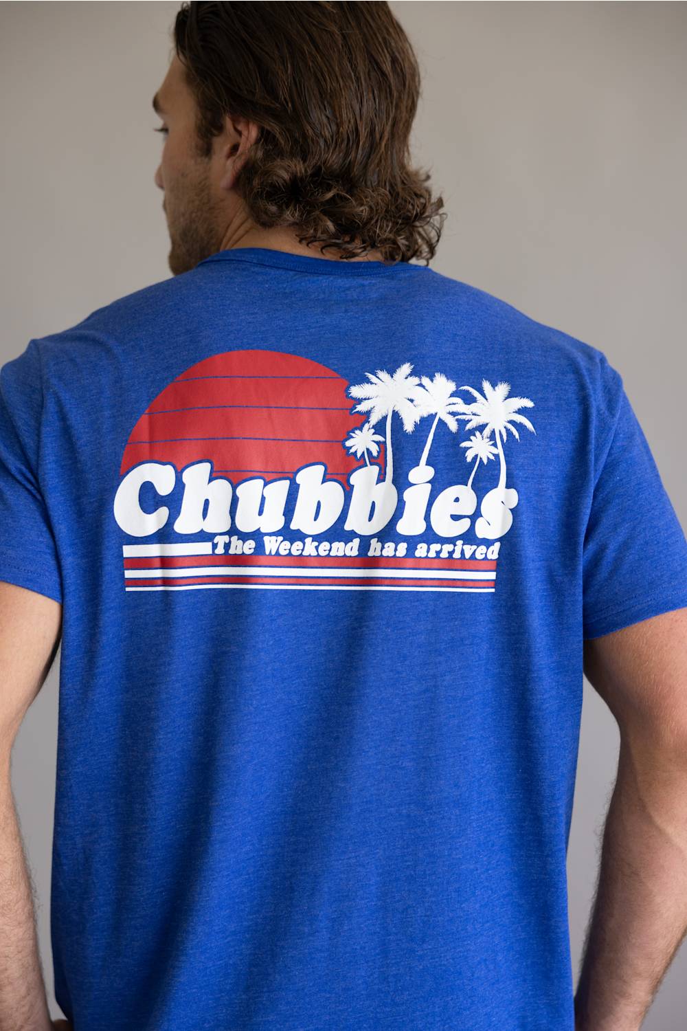 Chubbies Ol’ College Try T-Shirt for Men in Bright Blue | 502261-25 BLUE - Image 4
