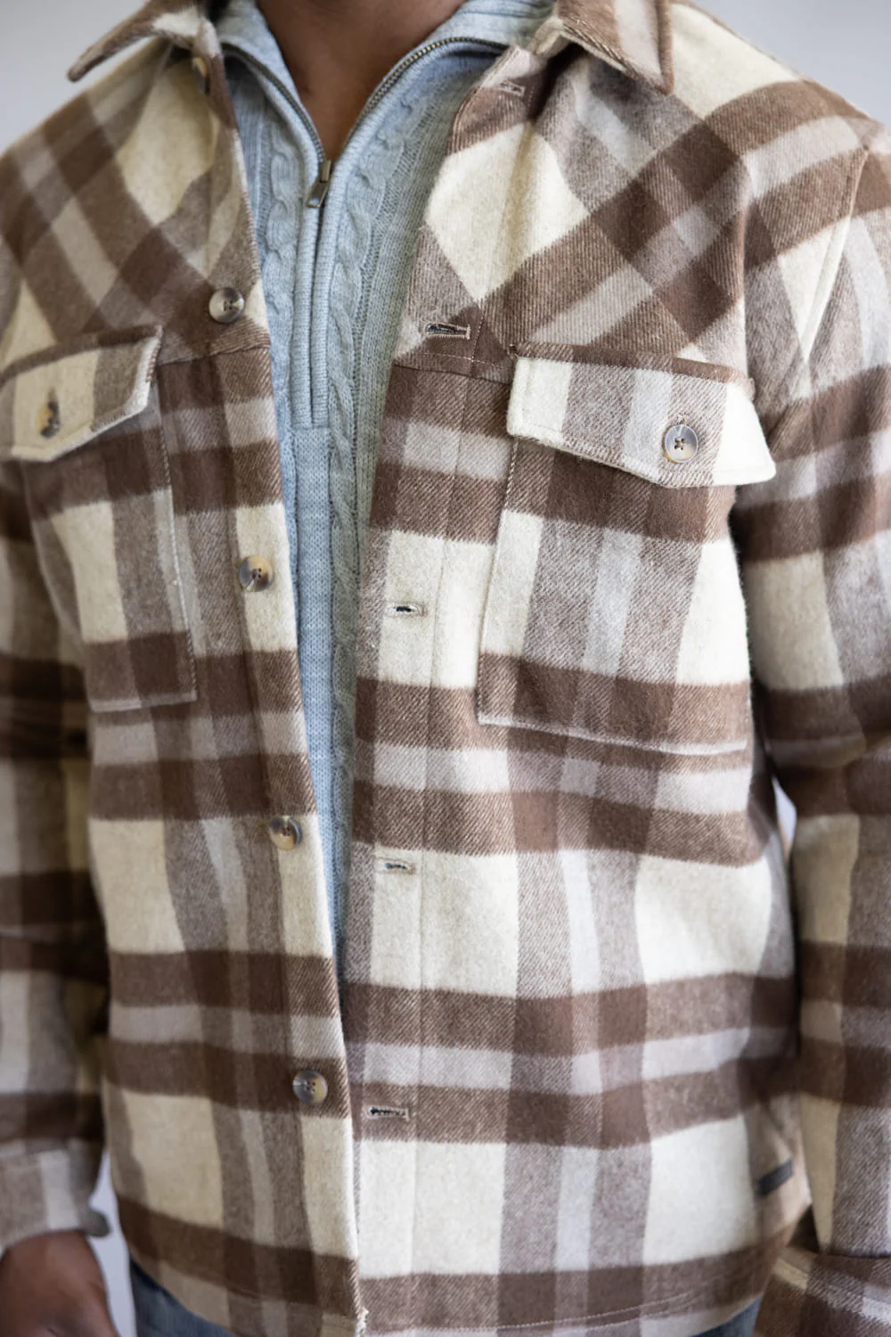 Civil Society Micah Shirt Jacket for Men in Stone | MCSH-3031-STONE - Image 2