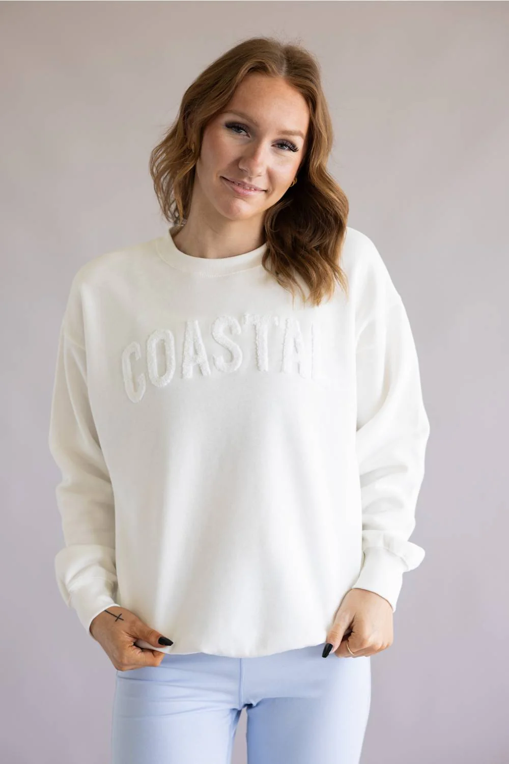 Coastal Fleece Sweatshirt for Women in White | GT411-IVORY - Image 2