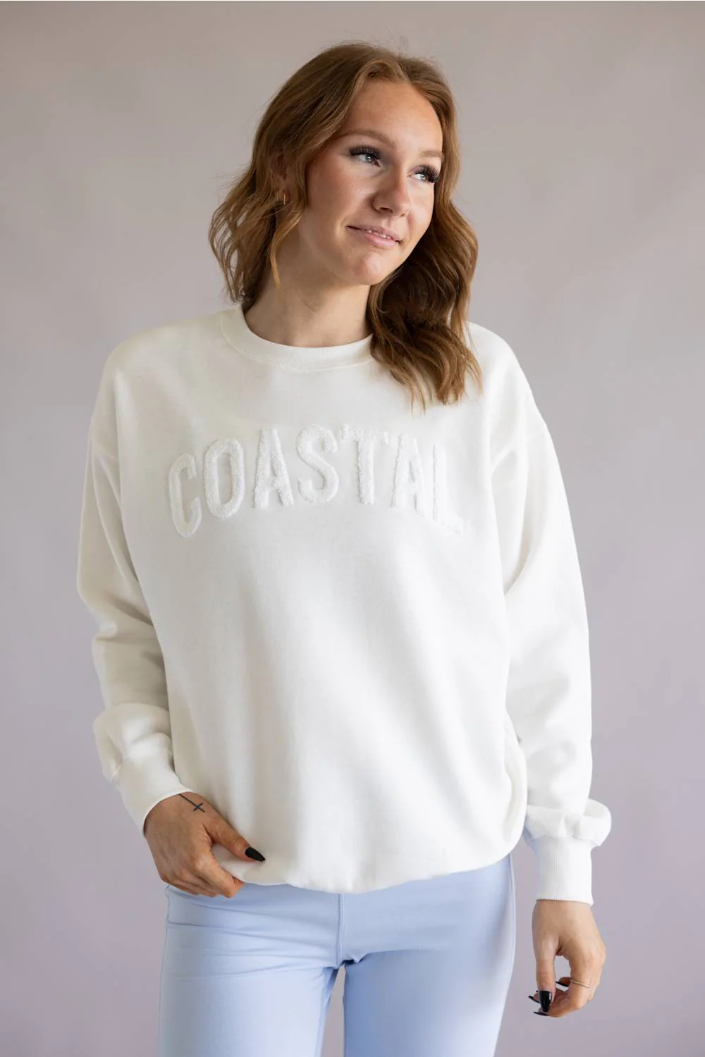 Coastal Fleece Sweatshirt for Women in White | GT411-IVORY - Image 5