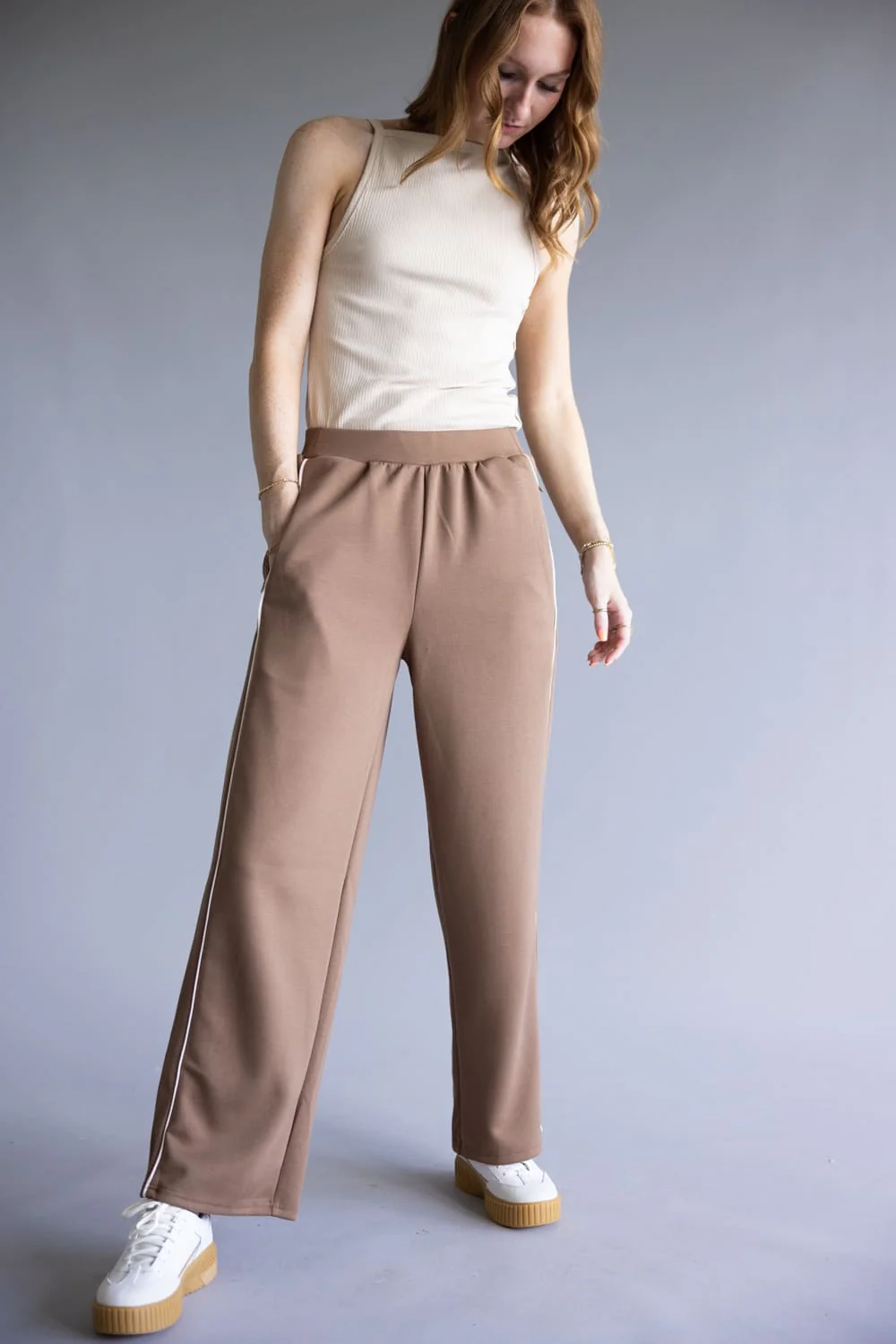 Cozy Track Pants for Women in Mocha | NP70922-MOCHA