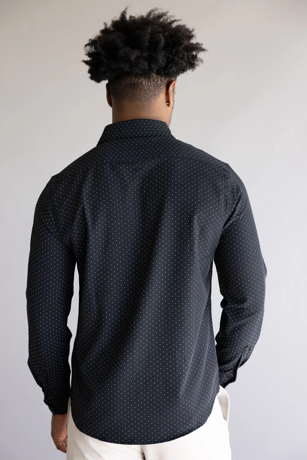 Denim & Flower Dressy Tech Dot Button Up Shirt for Men in Black | CTL-5604 - Image 2