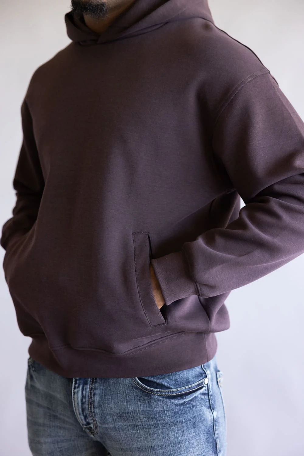 Denim & Flower Hoodie for Men in Dark Red Wine | CSWS-C657 - Image 3