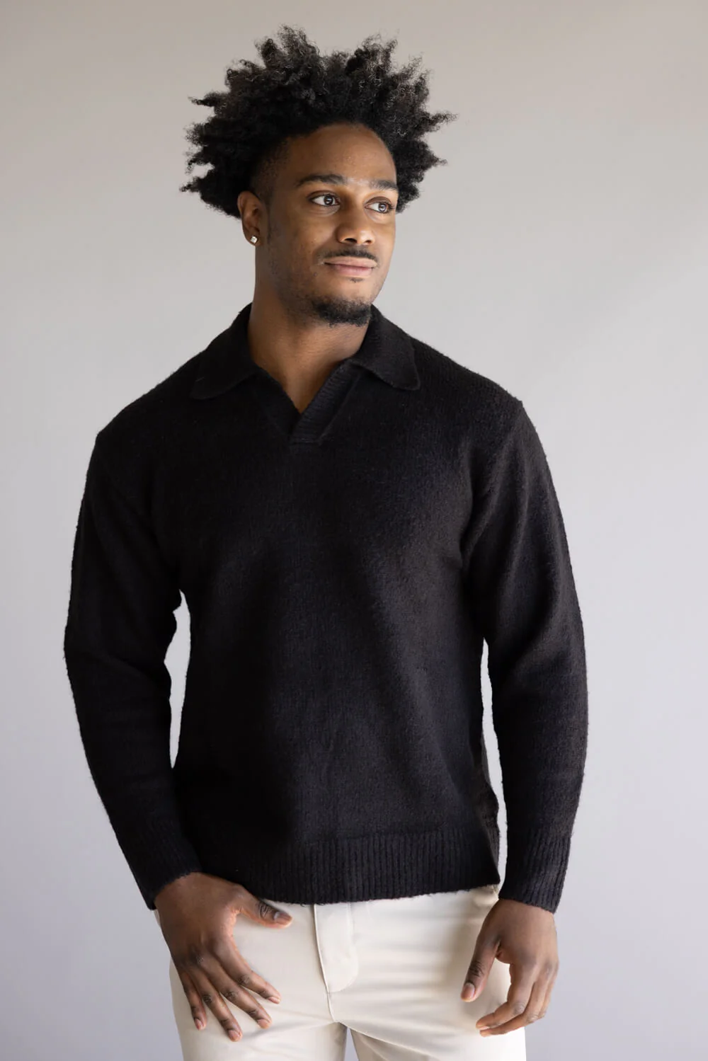 Denim & Flower Johnny Collar Sweater for Men