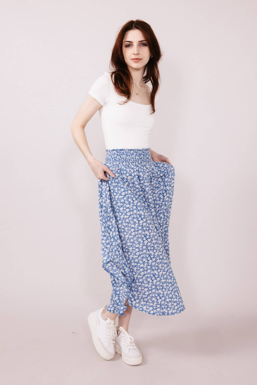 Final Touch Ditsy Floral Smocked Waist Midi Skirt for Women - Image 2