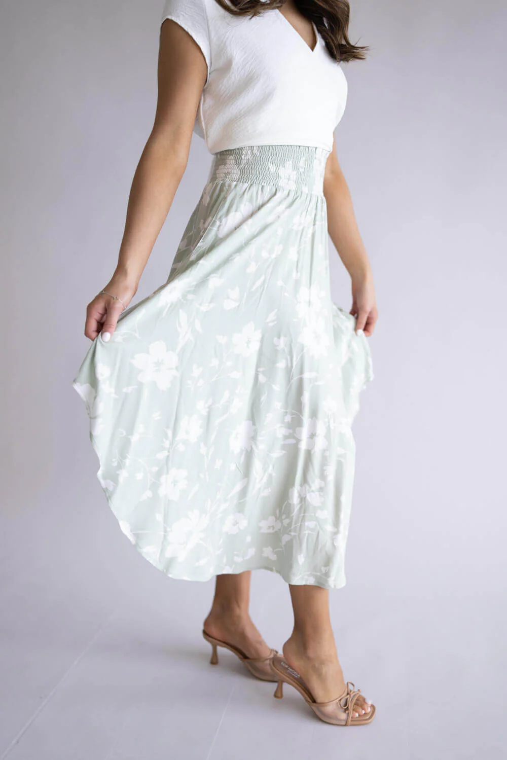 Final Touch Ditsy Floral Smocked Waist Midi Skirt for Women - Image 3