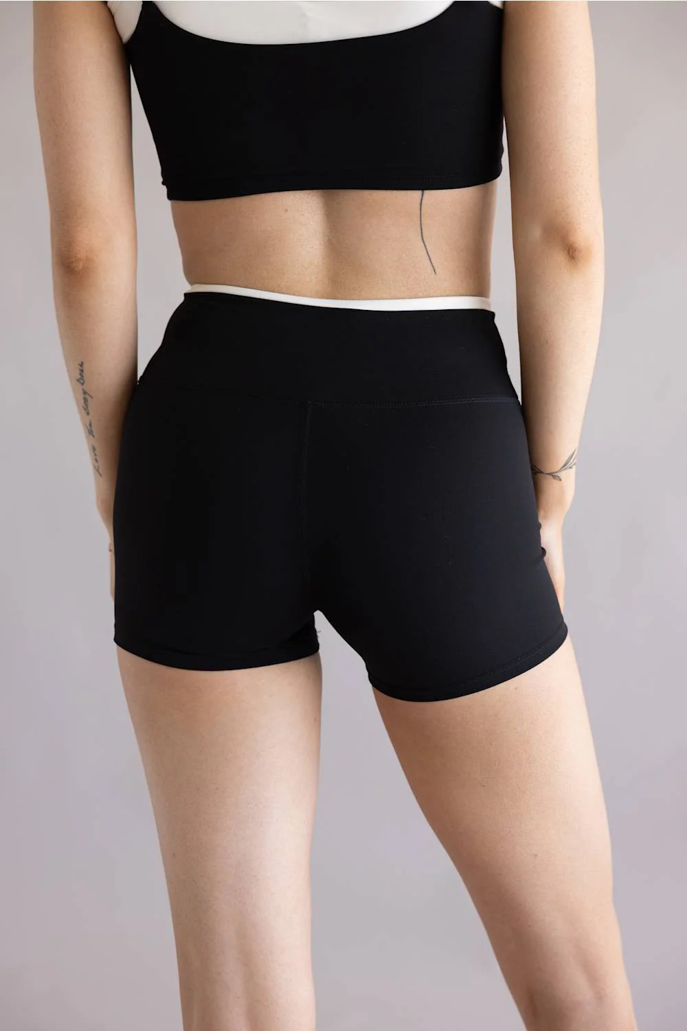 KimberlyC Double Layer Biker Shorts for Women in Black/White | YP70161-BLACK - Image 4