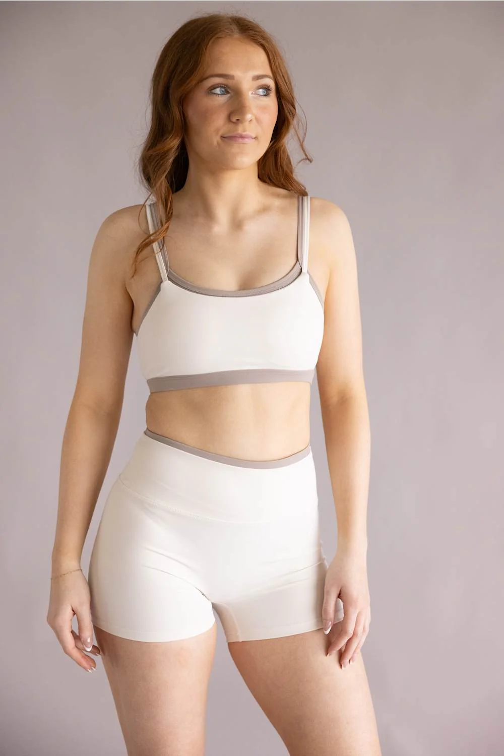 KimberlyC Double Layer Biker Shorts for Women in Cream Combo | YP70161-CREAMCOMBO - Image 2