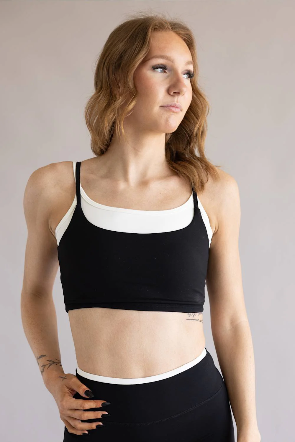 Double Layer Sports Tank Top for Women in Black/White | TP80259-BLACK