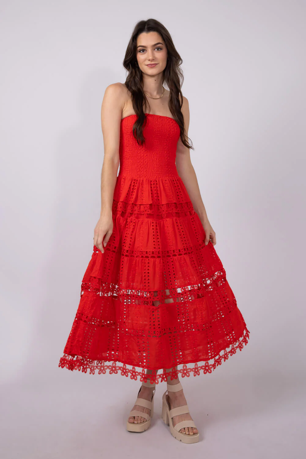 Strut & Bolt Eyelet Lace Strapless Dress for Women