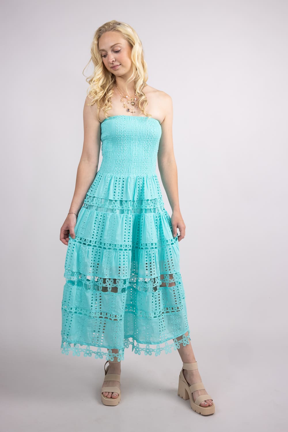 Strut & Bolt Eyelet Lace Strapless Dress for Women - Image 21