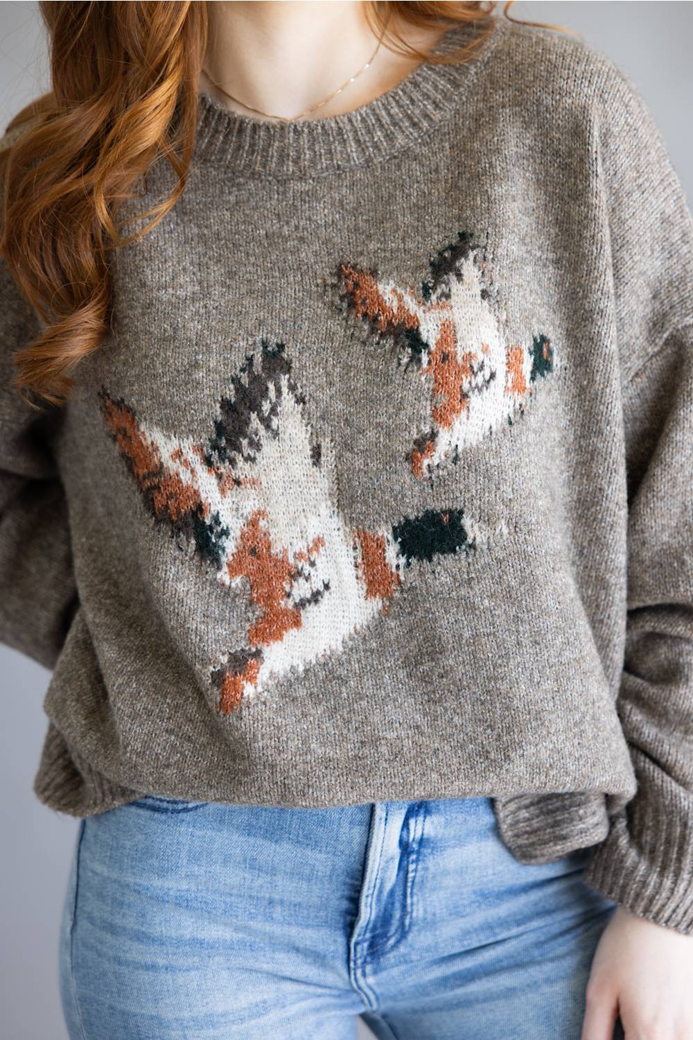 Bailey Rose Flying Duck Knit Sweater for Women in Mocha | BRW0280-44-MOCHA - Image 4