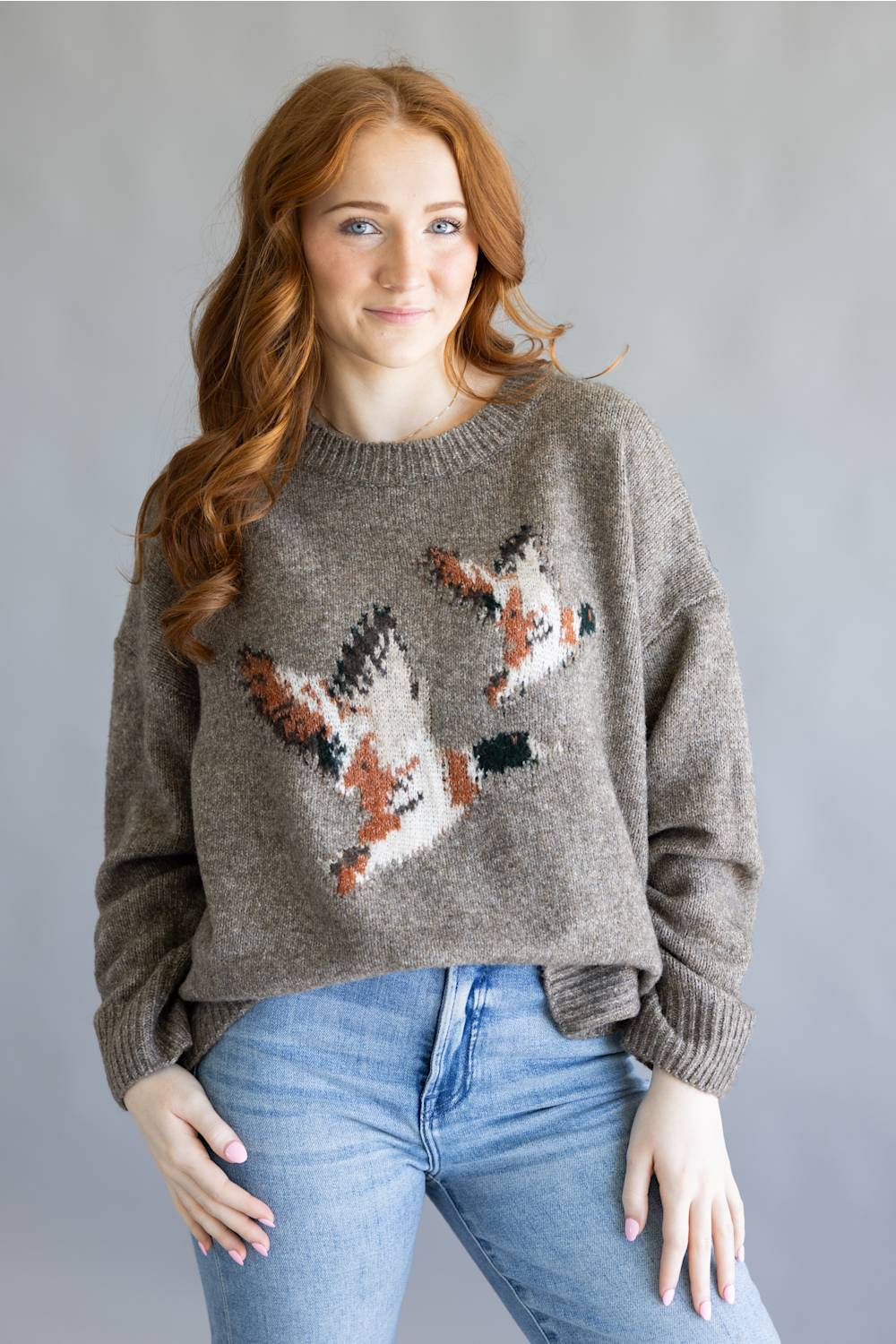 Bailey Rose Flying Duck Knit Sweater for Women in Mocha | BRW0280-44-MOCHA - Image 5