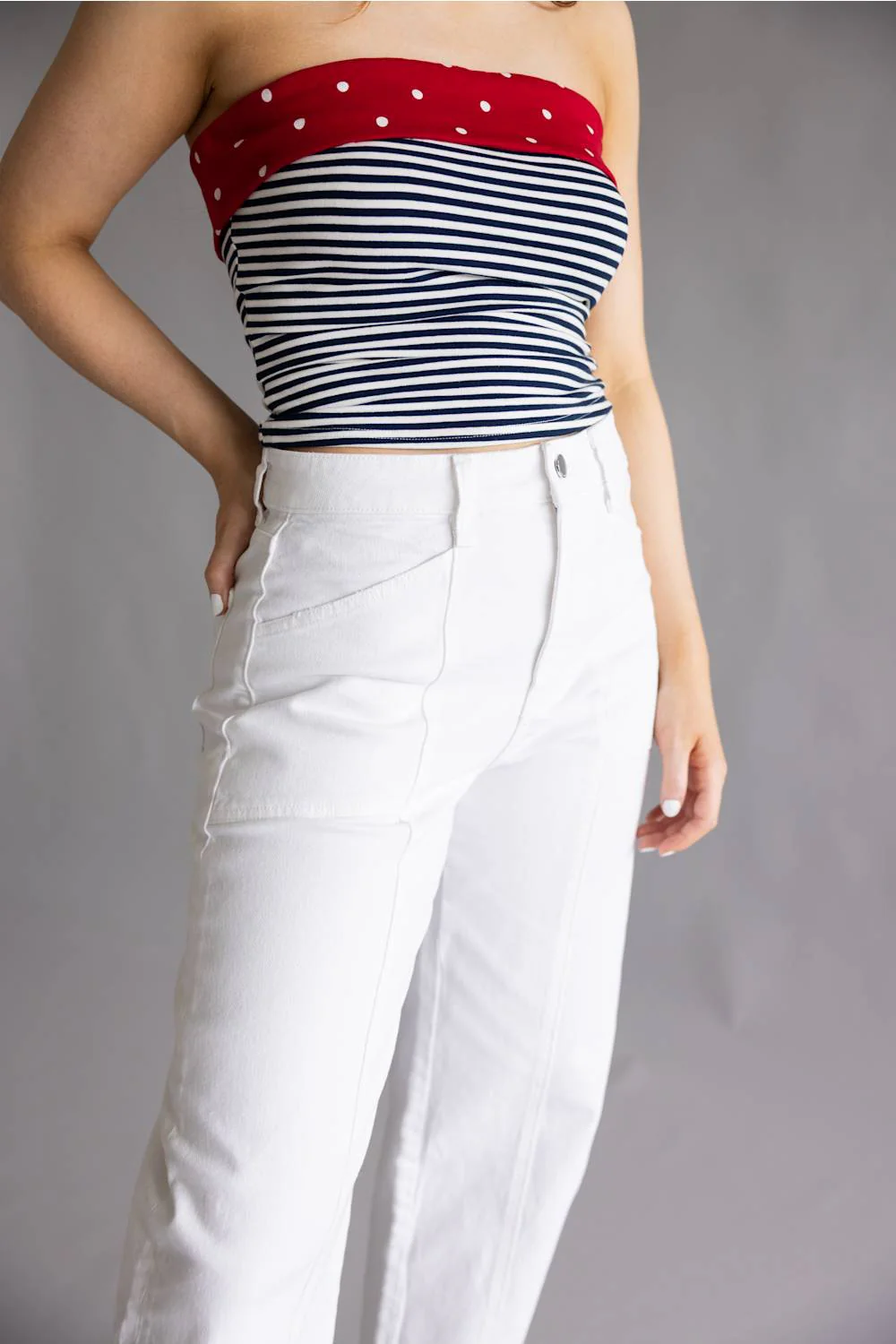Flying Monkey High Rise Barrel Jeans for Women in White | F5880WH - Image 3