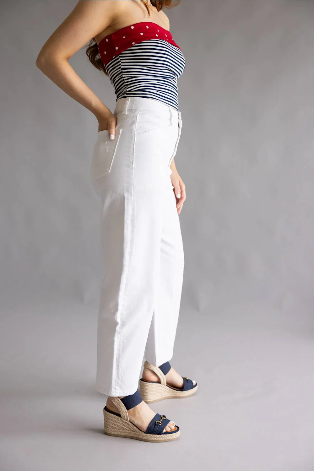Flying Monkey High Rise Barrel Jeans for Women in White | F5880WH - Image 4
