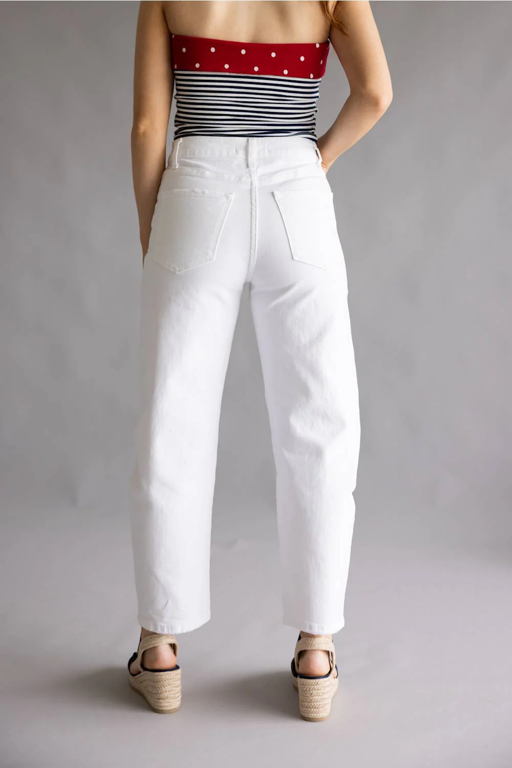Flying Monkey High Rise Barrel Jeans for Women in White | F5880WH - Image 5