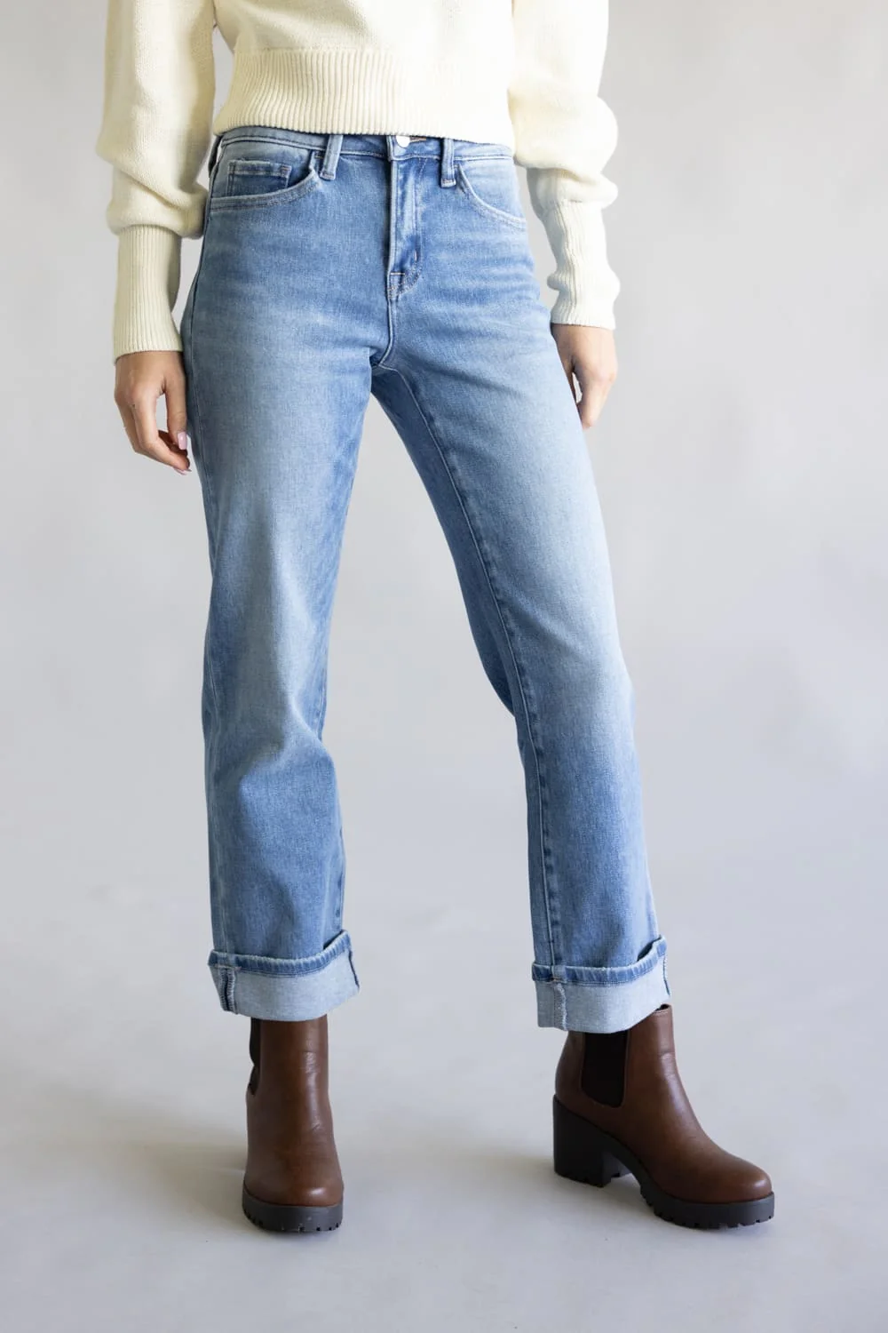 Flying Monkey Instinctively High Rise Cropped Straight Leg Jeans for Women | F6093 - Image 2