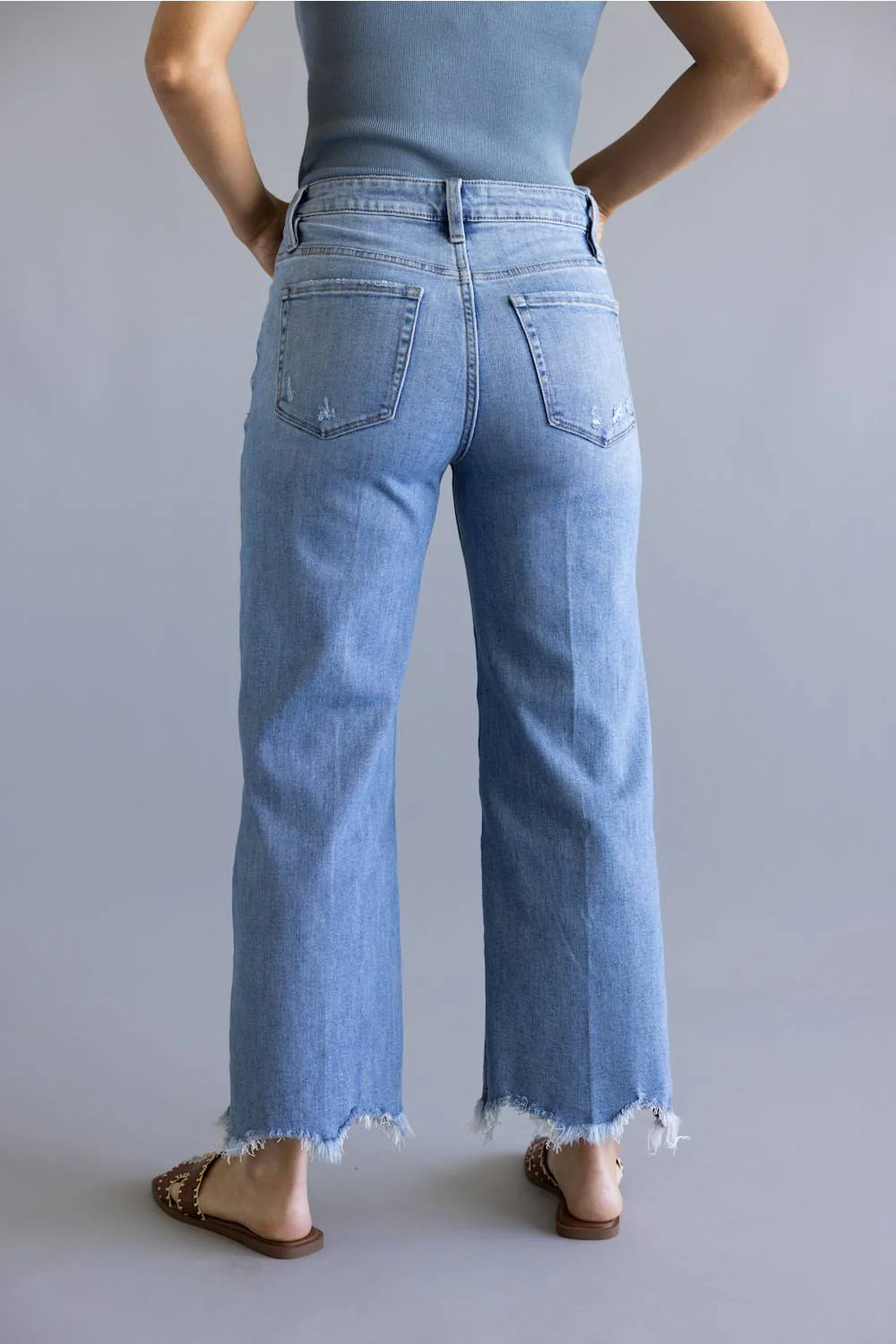 Flying Monkey High Rise Cropped Slim Wide Leg Jeans for Women | F6243LT - Image 3