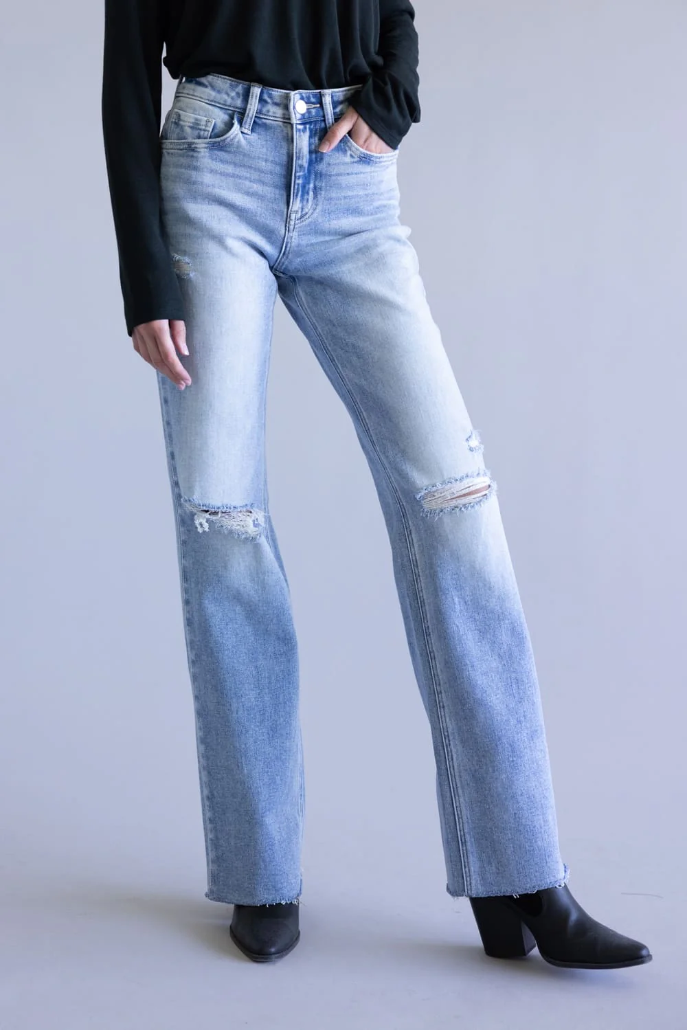 Flying Monkey Dexterity High Rise Slim Wide Leg Jeans for Women | F5781