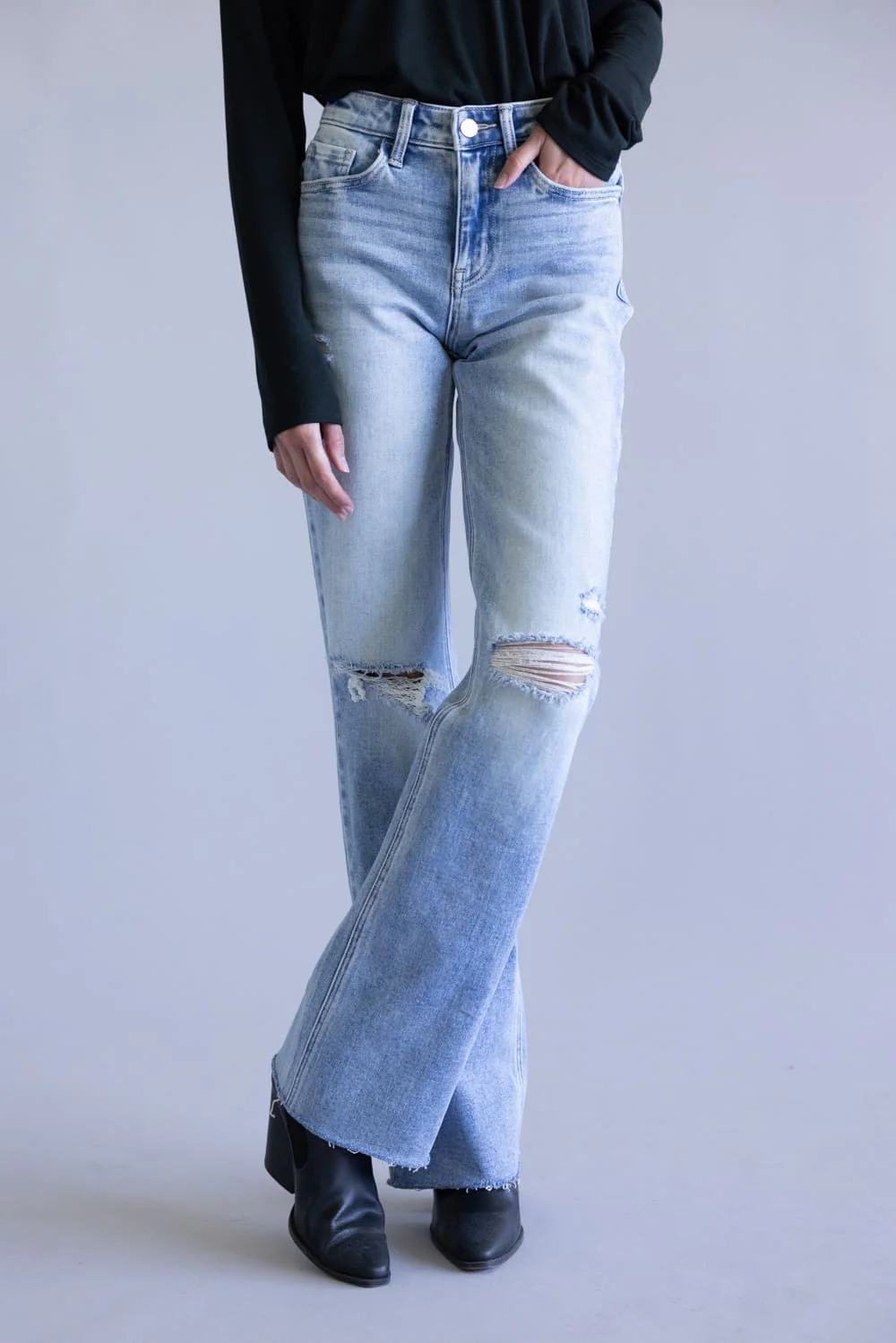 Flying Monkey Dexterity High Rise Slim Wide Leg Jeans for Women | F5781 - Image 2