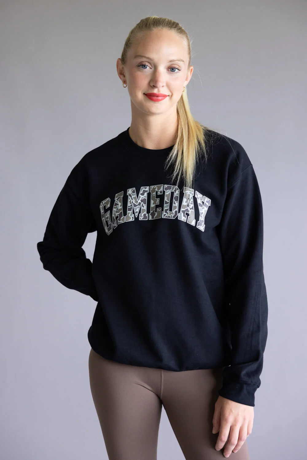 Gameday Camo Sweatshirt for Women in Black | CREW-GAMEDAY-BLACK - Image 4