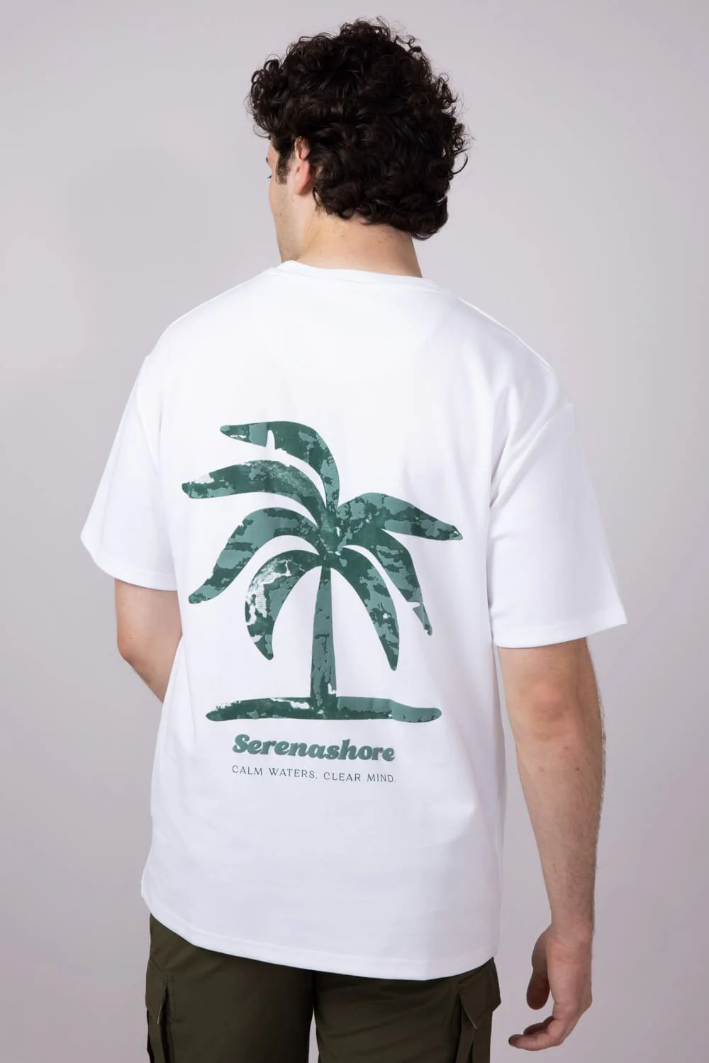 Cactus Man Green Palm Tree T-Shirt for Men in Off White | CKTS C161
