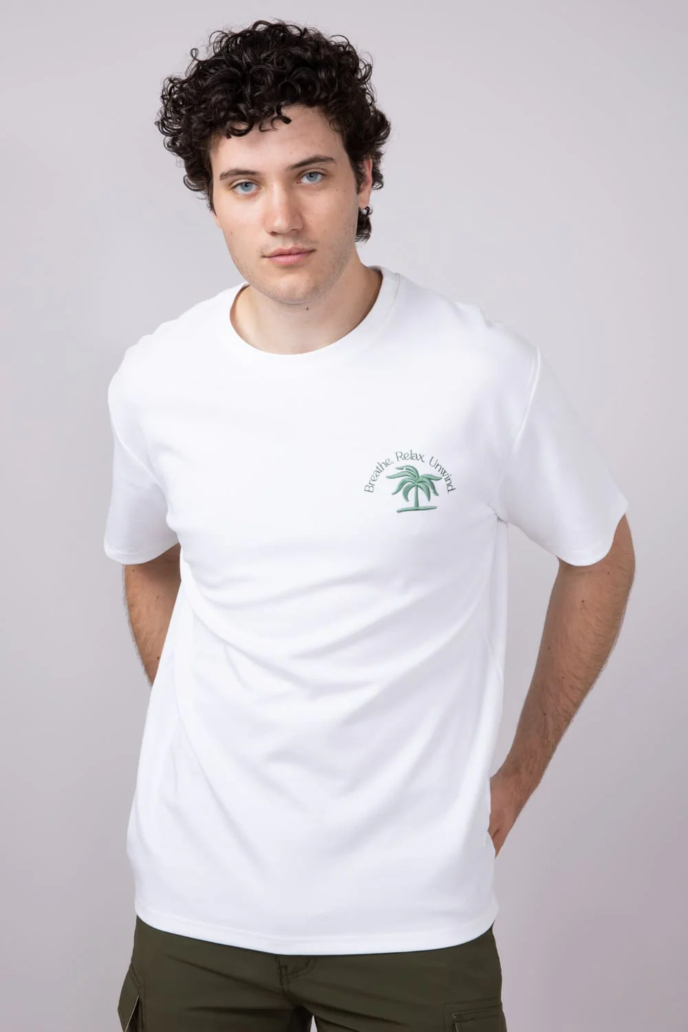 Cactus Man Green Palm Tree T-Shirt for Men in Off White | CKTS C161 - Image 2