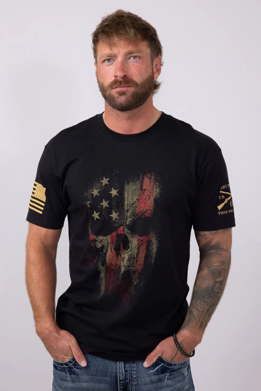 Grunt Style American Reaper 2.0 T-Shirt for Men in Black | GS1606-BLACK