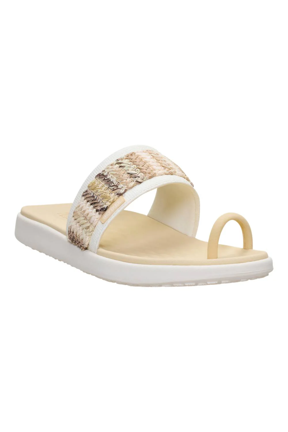 HEYDUDE Womens Maui Breeze Toe Loop Sandals in Ivory/Gold | 45259-1XV