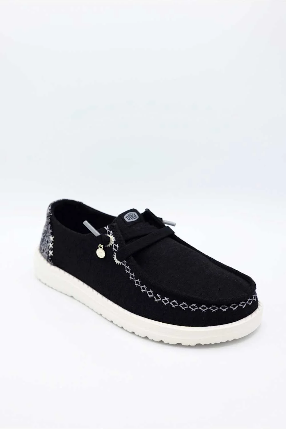 HEYDUDE Womens Wendy Break Surf Jersey Shoes in Black Multi | 45217-0C4