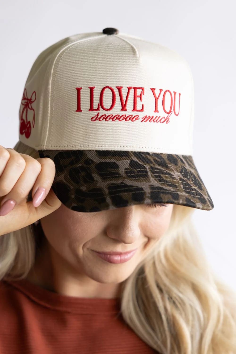 I Love You Sooo Much Trucker Hat for Women in Leopard/Tan | ILOVEYOUSOMUCHLEOPARDHAT
