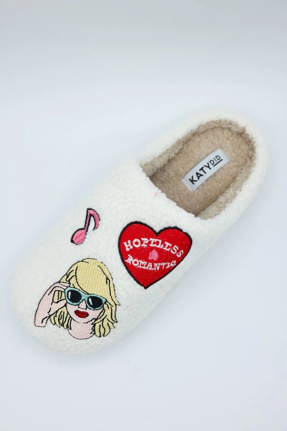 In My Cozy Era Patch Slippers for Women in White | KDC-SLPR-166-WHT