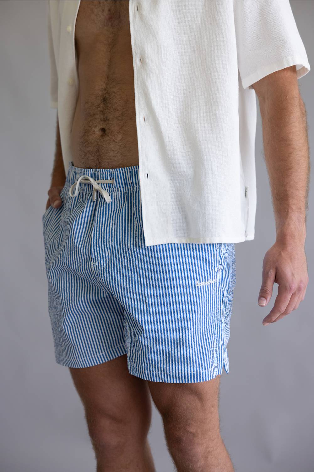 Industrie Coressia Swim Trunks for Men in Royal Blue Stripe | MST38507-ROYALBLUEWHITE - Image 2