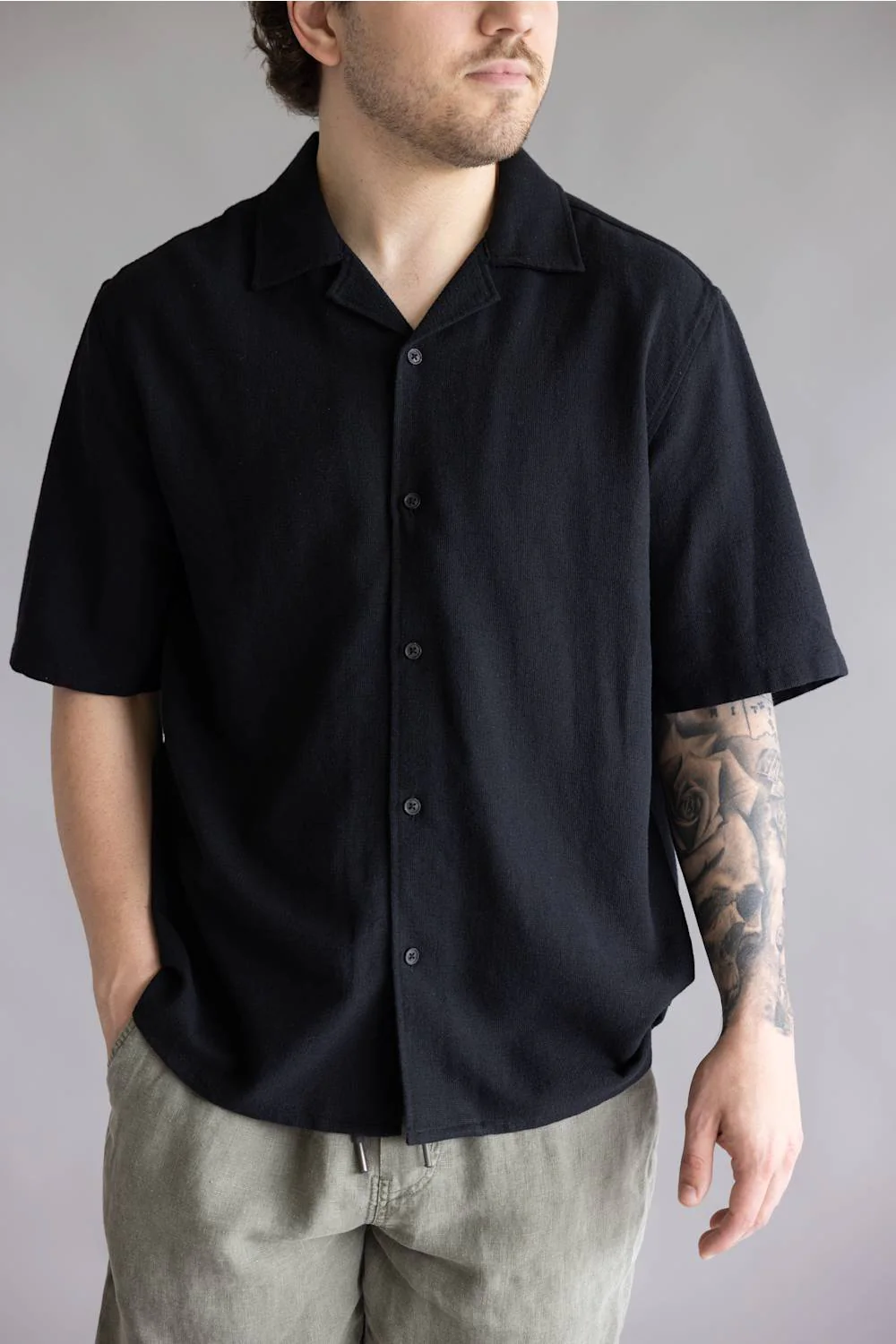 Industrie Marbella Button Up Shirt for Men in Black | MCS39833SS-BLACK - Image 2