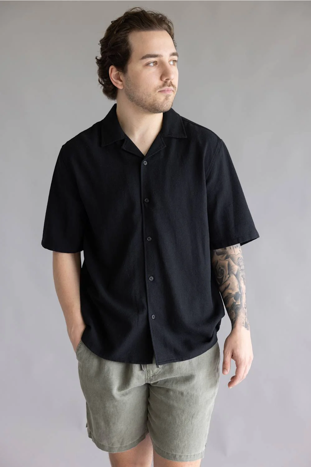 Industrie Marbella Button Up Shirt for Men in Black | MCS39833SS-BLACK - Image 4