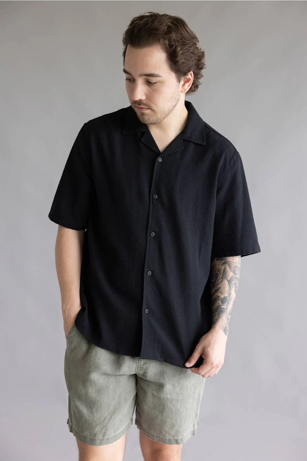 Industrie Marbella Button Up Shirt for Men in Black | MCS39833SS-BLACK - Image 5