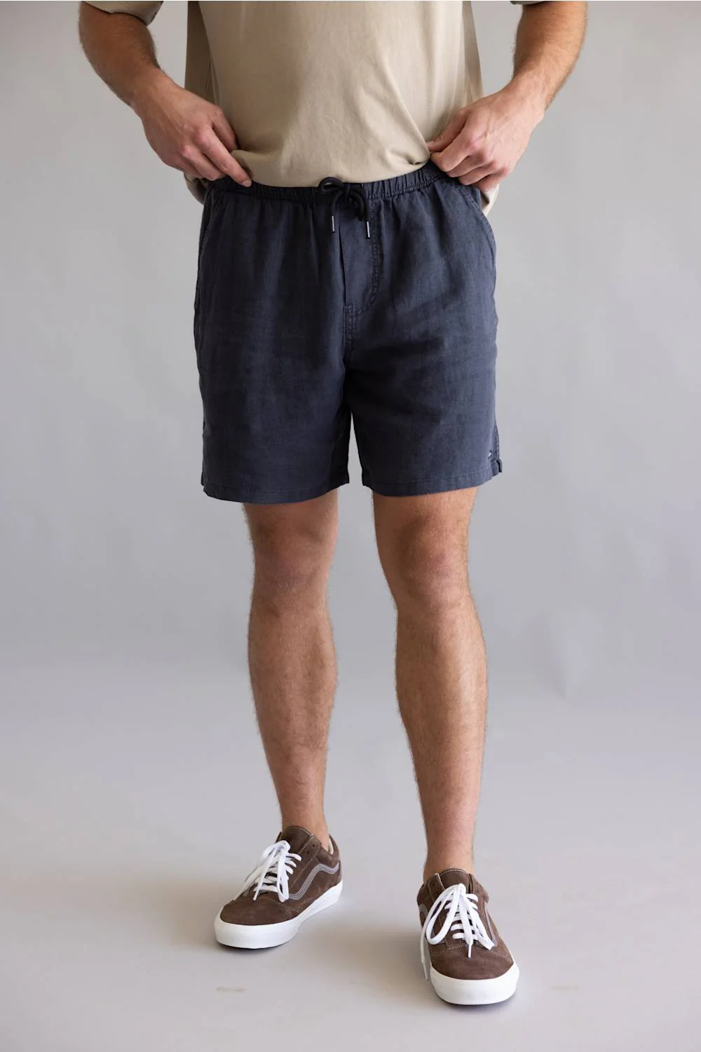 Industrie Marina Linen Shorts for Men in Dark Navy | MDC30138NFOD-DKNAVY - Image 2