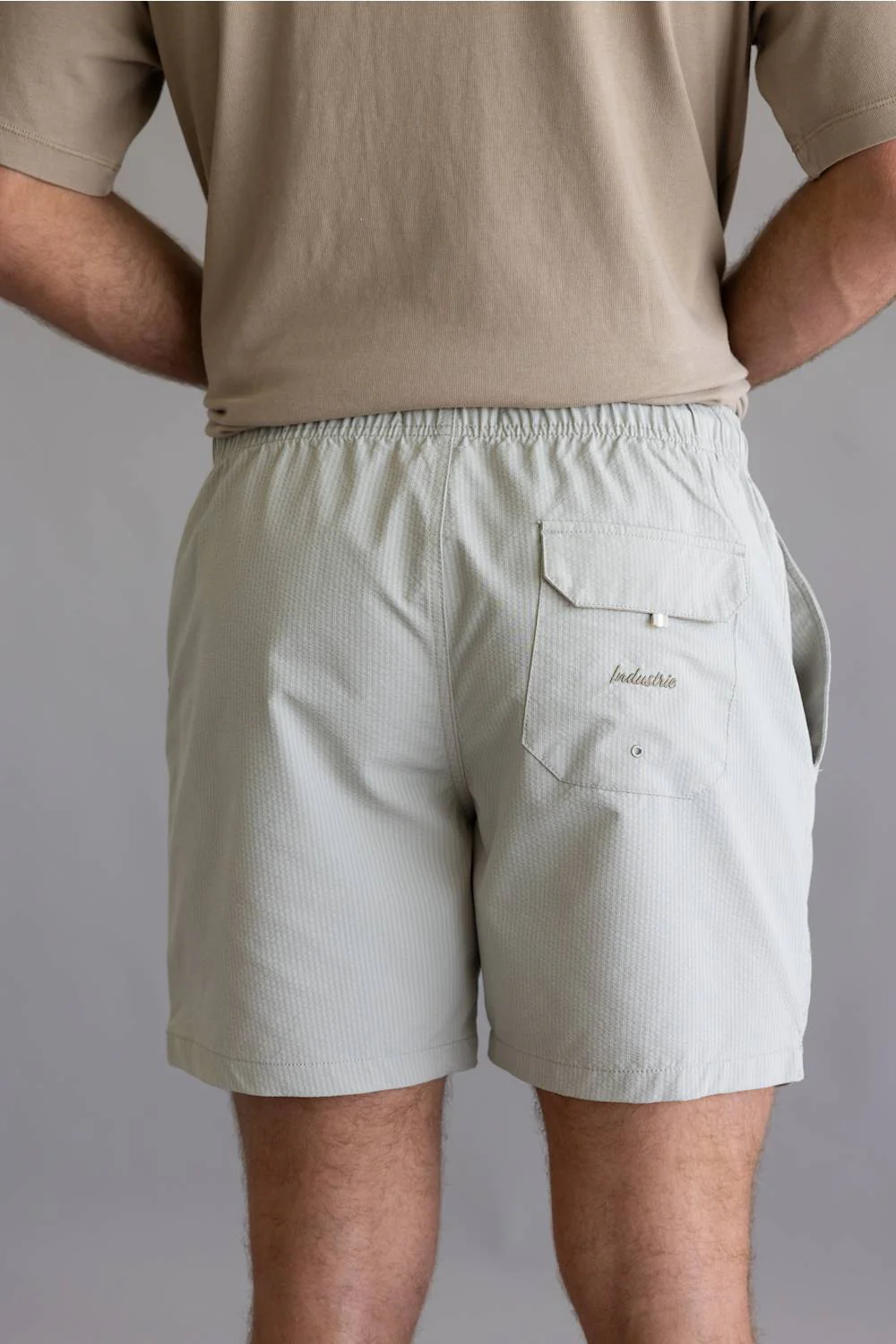 Industrie New Seersucker Swim Shorts for Men in Willow Green | MST39830-WILLOWGREEN - Image 2