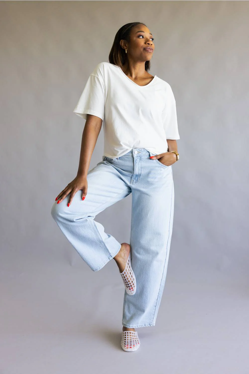 JBD High Rise Slight Barrel Jeans for Women | DP834 - Image 2