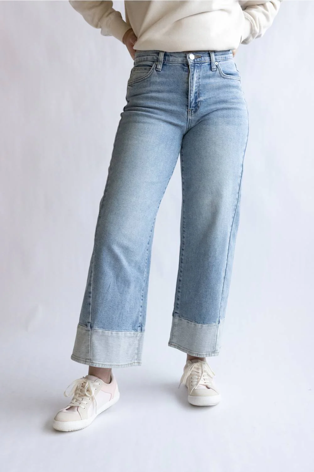 JBD Mid Rise Slim Wide Leg Jeans for Women | DP884