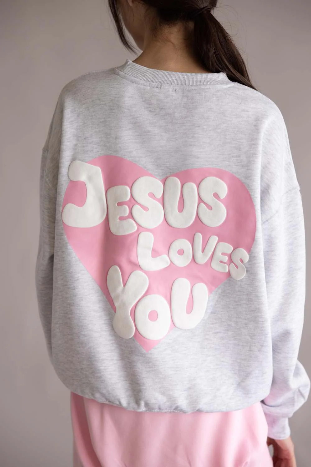 Jesus Loves You Crewneck for Women in Ice Grey | T1929-ICEGREY