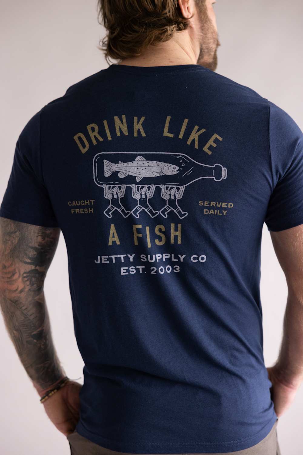 Jetty Bottle Service T-Shirt for Men in Navy | S26BOTT-M10001NVY