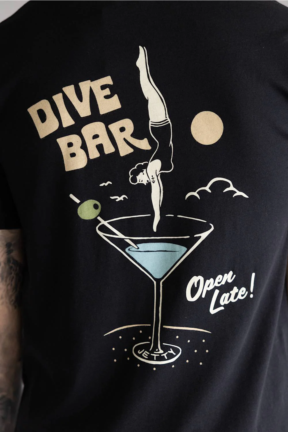 Jetty Dive Bar T-Shirt for Men in Black | SUNDIVE-MTBLK - Image 3