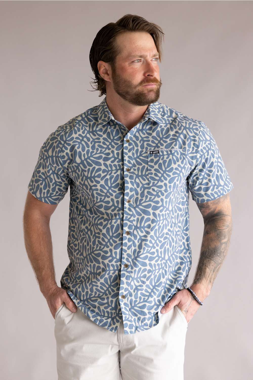 Jetty Garwood Woven Button Up Shirt for Men in Blue | S26GARW-M11001BLU