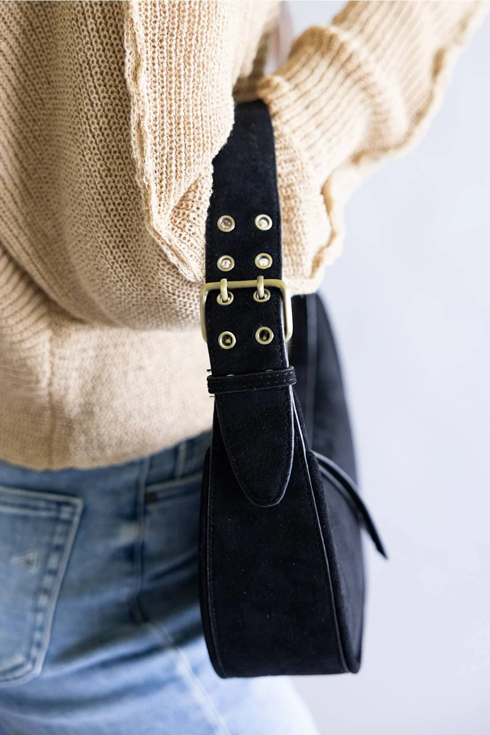 JOIA Crescent Buckle Shoulder Bag for Women in Black | JY-0590-BK - Image 2