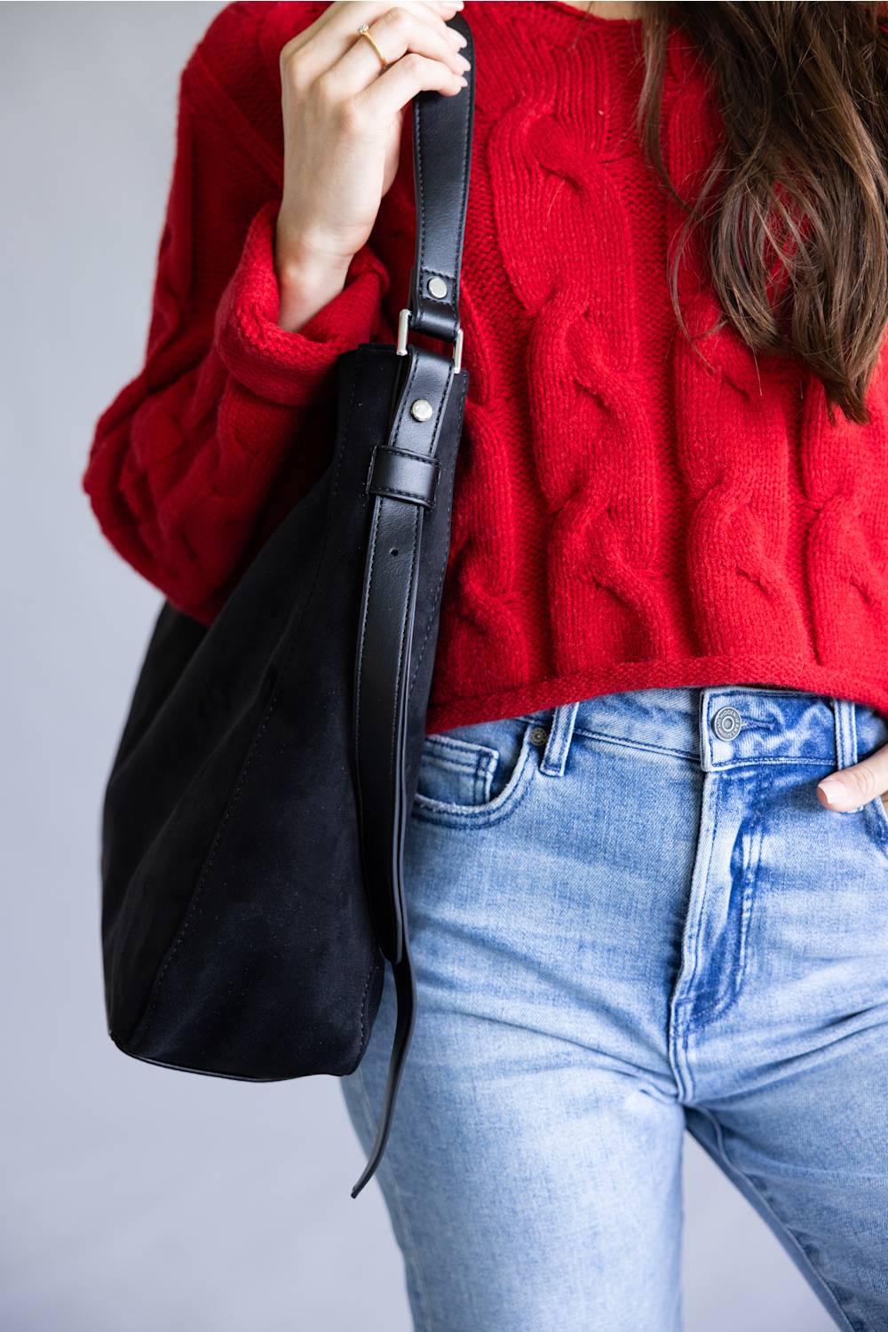 JOIA Large Hobo Bag for Women in Black | ME16085SU-BK - Image 3