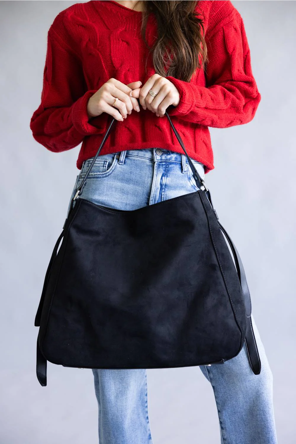 JOIA Large Hobo Bag for Women in Black | ME16085SU-BK - Image 5